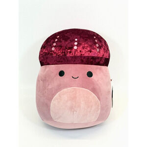 Squishmallow 12 Hammie Mushroom Soft Burgundy Velvet Fungi Plush